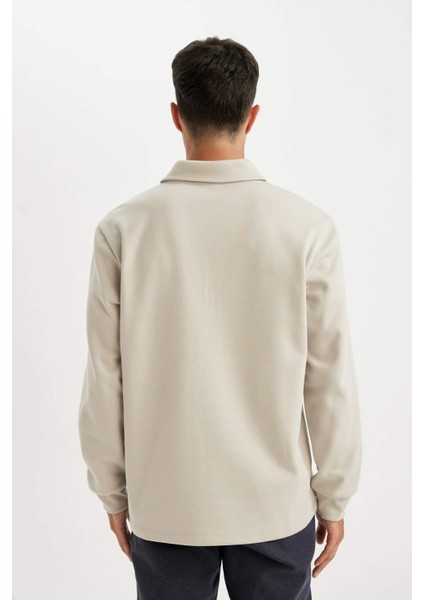 Regular Fit Polo Yaka Yarım Fermuarlı Basic Düz Sweatshirt D2279AX24AU