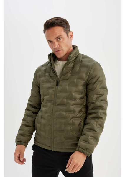 Su İtici Kapitone Slim Fit Dar Kesim Dik Yaka Astarlı Fermuarlı Cepli Kışlık Şişme Mont D1234AX24WN
