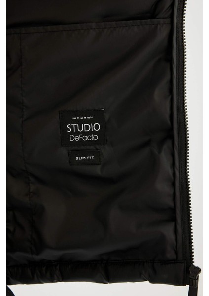 Su İtici Kapitone Slim Fit Dar Kesim Dik Yaka Astarlı Fermuarlı Cepli Kışlık Şişme Mont D1234AX24WN