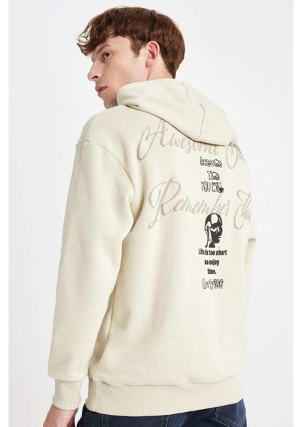 Boxy Fit Kapüşonlu Sırt Baskılı Sweatshirt C6148AX24AU