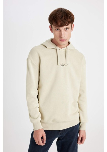 Boxy Fit Kapüşonlu Sırt Baskılı Sweatshirt C6148AX24AU