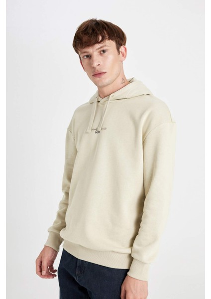 Boxy Fit Kapüşonlu Sırt Baskılı Sweatshirt C6148AX24AU