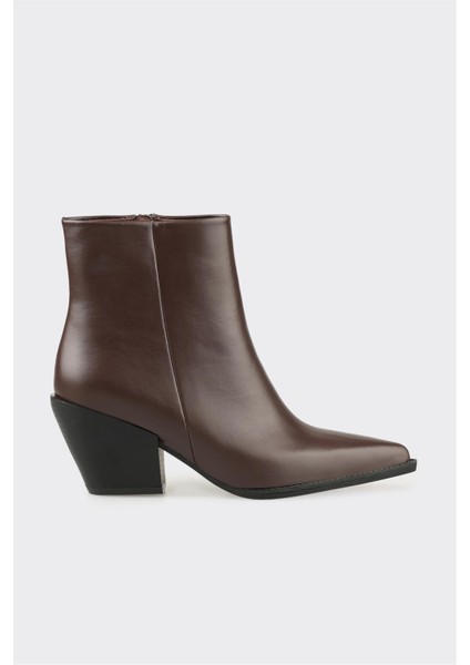 Kahve Deri Kadın Western Bot