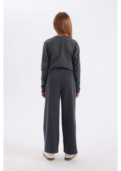 Kız Çocuk Wide Leg Geniş Bol Paça Beli Lastikli Eşofman Altı C9674A824AU