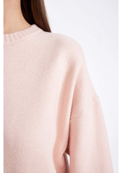 Oversize Geniş Kalıp Bisiklet Yaka Basic Düz Triko Kazak D0036AX24WN