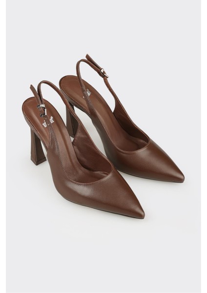 Kahve Deri Kadın Topuklu Ayakkabı fiyatları