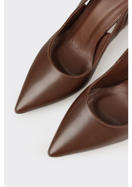 Kahve Deri Kadın Topuklu Ayakkabı fırsatları