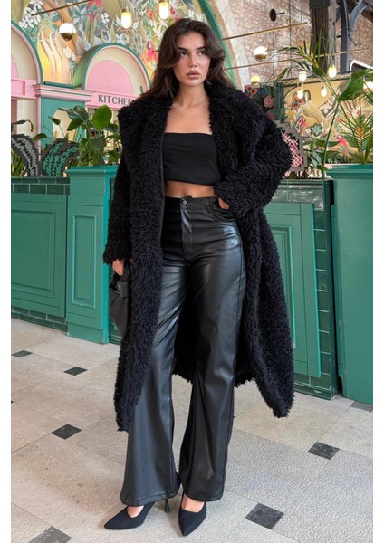 Siyah Düğmeli Peluş Uzun Kaban MG2516 fiyatları