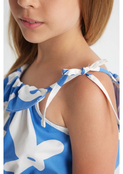 Kız Çocuk Desenli Askılı Bluz C9296A824SM