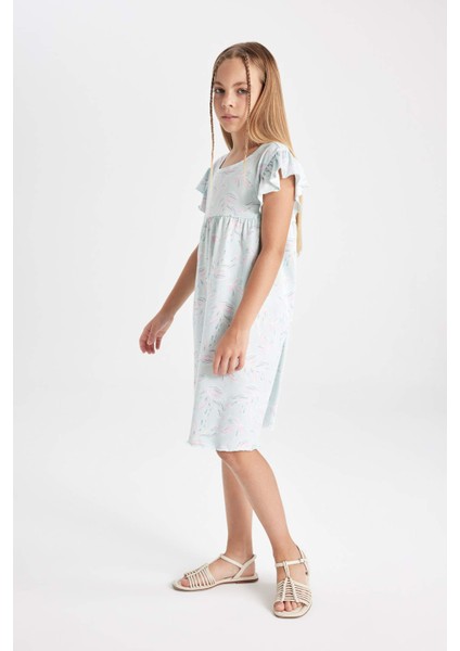 Kız Çocuk Desenli Kısa Kollu Elbise D2075A824SM