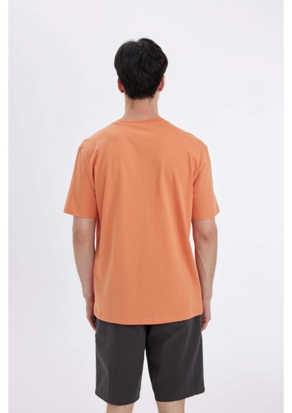 New Regular Fit Bisiklet Yaka Baskılı Kısa Kollu Tişört