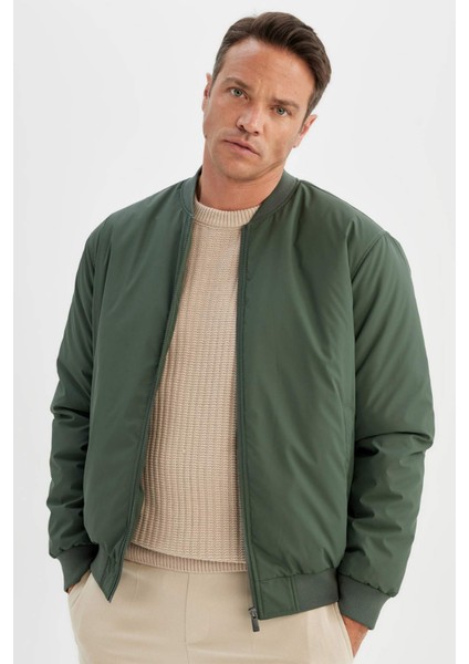 Su İtici Bomber Mont Ceket Slim Fit Dar Kesim Kolej Yaka Fermuarlı Cepli Astarlı Mevsimlik Hafif A3105AX24AU