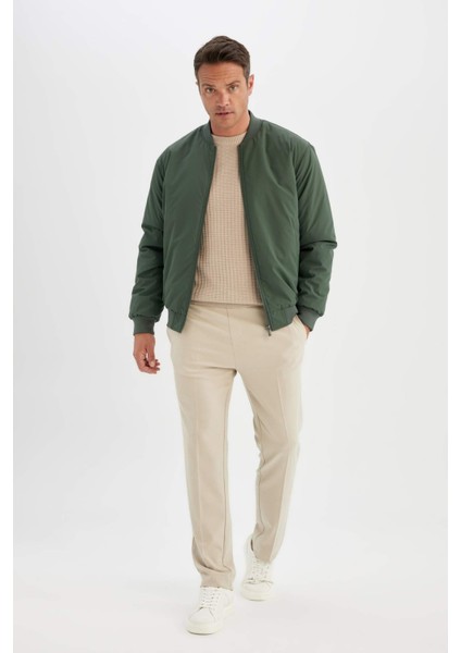 Su İtici Bomber Mont Ceket Slim Fit Dar Kesim Kolej Yaka Fermuarlı Cepli Astarlı Mevsimlik Hafif A3105AX24AU