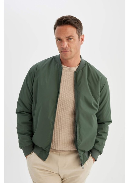 Su İtici Bomber Mont Ceket Slim Fit Dar Kesim Kolej Yaka Fermuarlı Cepli Astarlı Mevsimlik Hafif A3105AX24AU