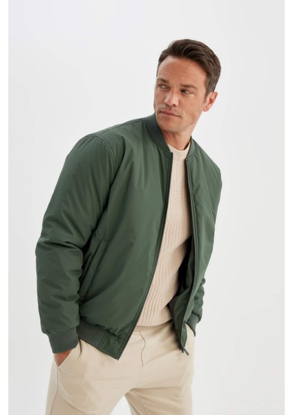 Su İtici Bomber Mont Ceket Slim Fit Dar Kesim Kolej Yaka Fermuarlı Cepli Astarlı Mevsimlik Hafif A3105AX24AU