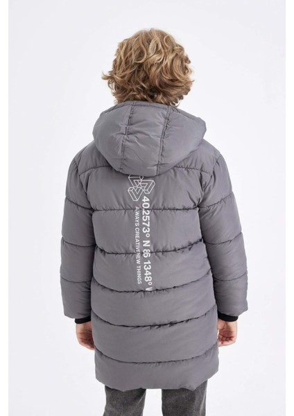 Erkek Çocuk Su Geçirmez Kapüşonlu Fermuarlı Cepli Polar Astarlı Parka C8801A824CW
