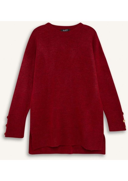 Regular Fit Bisiklet Yaka Basic Düz Kazak Tunik