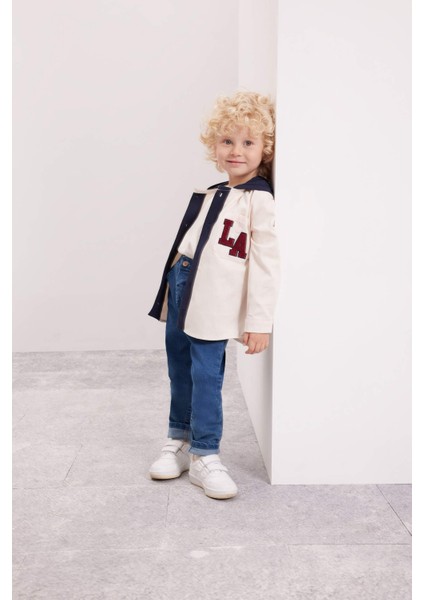 Erkek Bebek Kapüşonlu Gabardin Uzun Kollu Okul Gömleği D2596A524AU