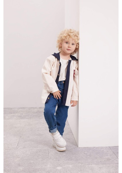 Erkek Bebek Kapüşonlu Gabardin Uzun Kollu Okul Gömleği D2596A524AU