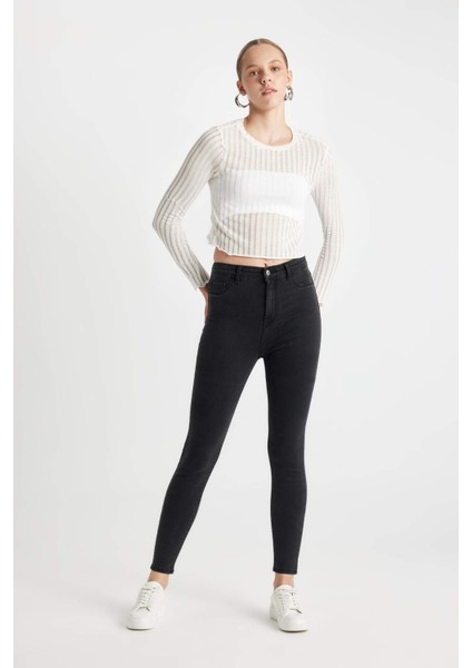 Jegging Yüksek Bel Bilek Boy Dar Paça Basic Düz Jean Pantolon B7498AX24AU