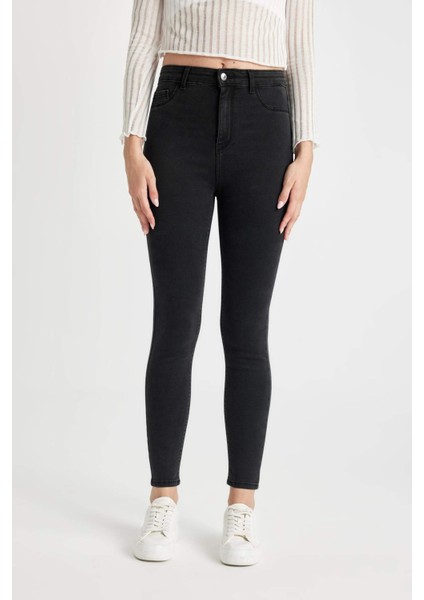 Jegging Yüksek Bel Bilek Boy Dar Paça Basic Düz Jean Pantolon B7498AX24AU