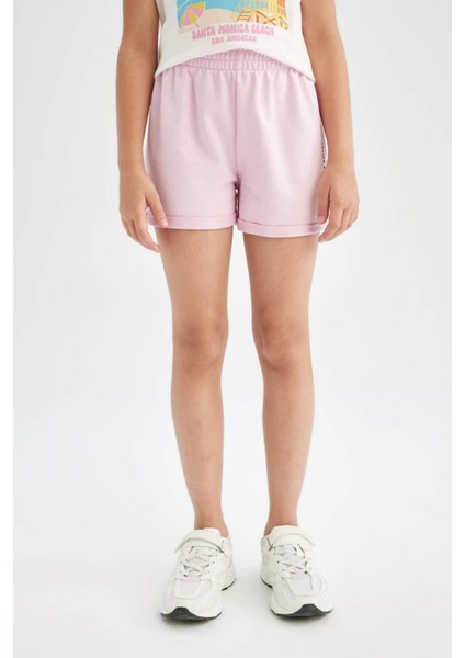 Kız Çocuk Baskılı Beli Lastikli Şort D0905A824HS