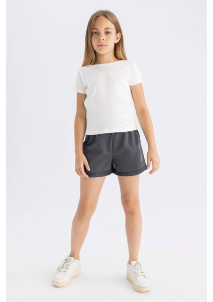 Kız Çocuk Baskılı Beli Lastikli Şort