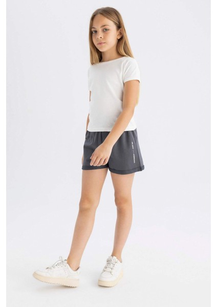 Kız Çocuk Baskılı Beli Lastikli Şort