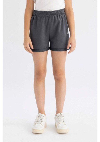 Kız Çocuk Baskılı Beli Lastikli Şort