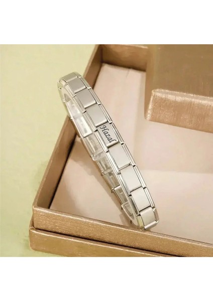 Çelik Charm Bileklik Kişiye Özel Isim Yazılı Charm Bileklik