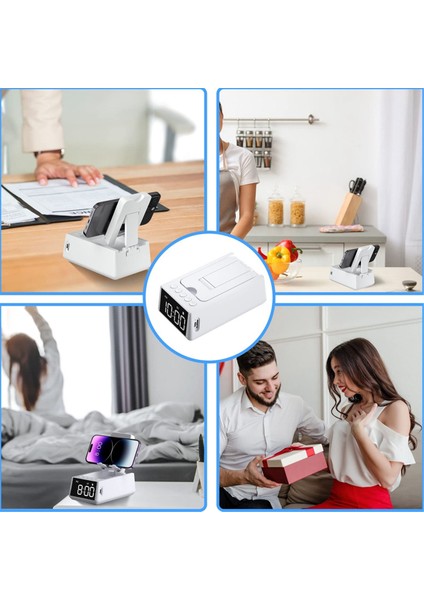 3&#39;ü 1 Arada Kablosuz Bluetooth Hoparlör Yüksek Sesli Çalar Saat Cep Telefonu Standı Tf Kart Okuyucu Hd Surround Sound (Beyaz) (Yurt Dışından) fiyatları