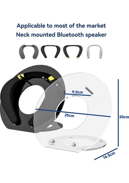 Monster Boomerang Boyun Bandı Hoparlörü Akrilik Masaüstü Tutucu Taban Braketi Siyah Anti-Slip Hoparlör Standı (Yurt Dışından) fiyatları
