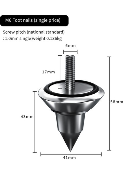 Hıfı Audio Hoparlör Amplifikatör Şok Ayak Ayak Ayakları Temel Tırnak Izolasyon Artışları Stand Pad, 1 Pcs M6 Ayak Tırnak (Yurt Dışından) indirimleri