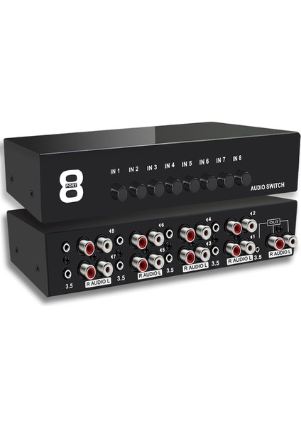 3.5mm Aux +Rca L/r Iki Yönlü Stereo Ses Anahtarı 8 In-1 In-1 Out A/b Analog Ses Anahtarlayıcı Seçici (Yurt Dışından)