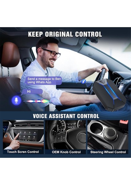 Tip C Fiş ve Oynat Wifi Bluetooth 5.3 Alıcı Adaptör Aı Kutusu ile Kablosuz Carplay Adaptörüne Kablolu (Yurt Dışından) modelleri