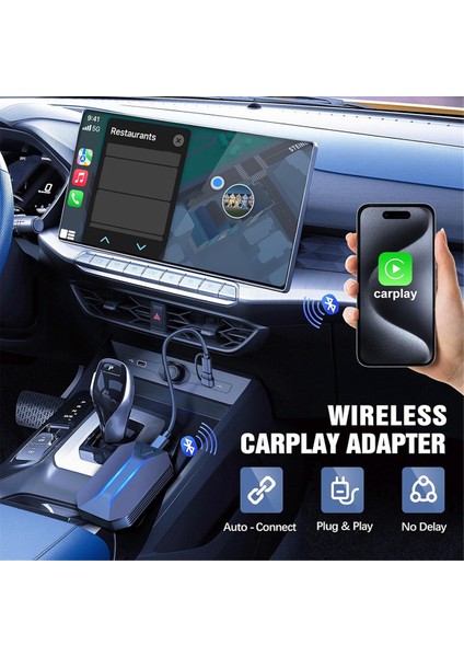 Tip C Fiş ve Oynat Wifi Bluetooth 5.3 Alıcı Adaptör Aı Kutusu ile Kablosuz Carplay Adaptörüne Kablolu (Yurt Dışından) fırsatları