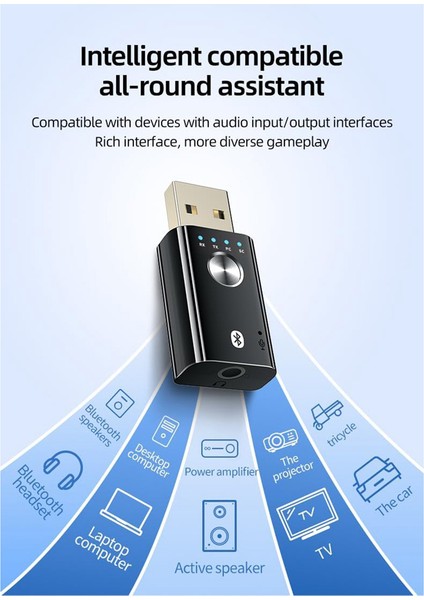4 Arada 1 USB Bluetooth 5.1 Verici Alıcı, Pc, Ses Kartı, Araba, Kulaklık Için Taşınabilir Kablosuz Bluetooth Adaptörü (Yurt Dışından) modelleri