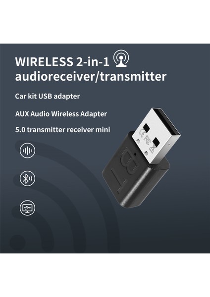 Bluetooth 5.0 Verici Alıcı Mini 3.5mm Jack Aux Audio Kablosuz Adaptör LED Göstergesi 2in1 Araba Kiti USB Adaptör (Yurt Dışından) fırsatları