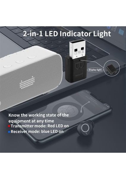 Bluetooth 5.0 Verici Alıcı Mini 3.5mm Jack Aux Audio Kablosuz Adaptör LED Göstergesi 2in1 Araba Kiti USB Adaptör (Yurt Dışından) indirimleri