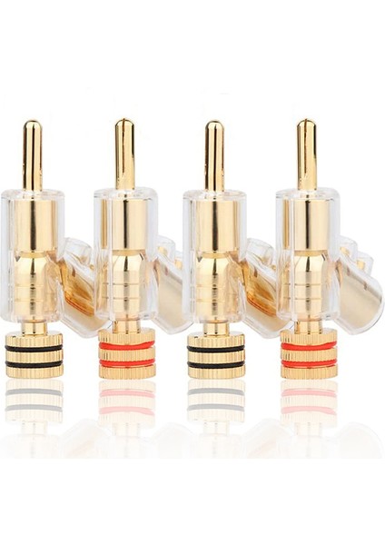 4 Pcs Hıfı Altın Kaplama Kilitlenebilir Hoparlör Kablosu Muz Fiş Konnektörü Ses Amplifikatör Hoparlör Tel Konektör (Yurt Dışından)