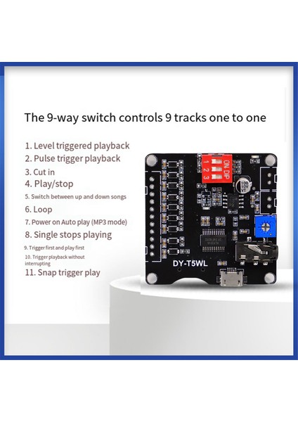 5W Power Voice Mp3 Oynatma Kontrol Modülü Bire Bir Tetikleyici Tf Bellek Kartı U Disk Özel Ses T5WL (Yurt Dışından) modelleri