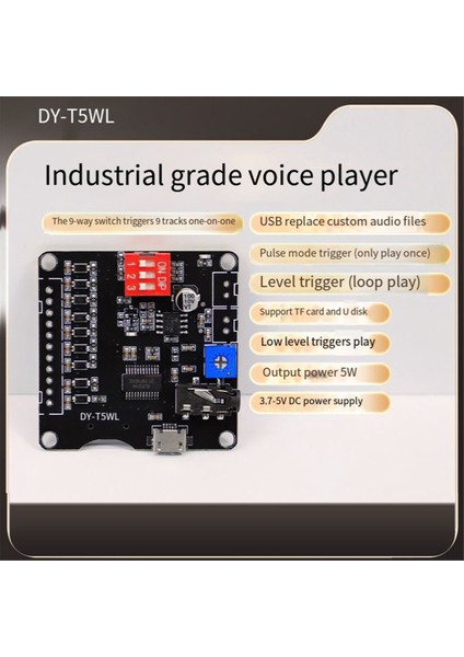 5W Power Voice Mp3 Oynatma Kontrol Modülü Bire Bir Tetikleyici Tf Bellek Kartı U Disk Özel Ses T5WL (Yurt Dışından) fırsatları