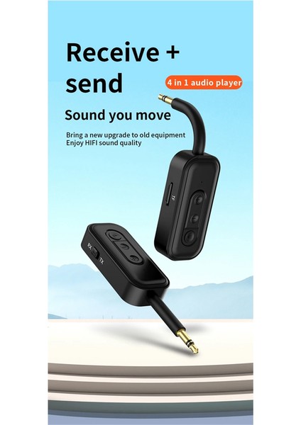 Bluetooth 5.3 Ses Alıcı Verici Aux Kablosuz Stereo Müzik Adaptörü Tf Kart Oynatıcısı Araba Tv Pc Için Handfree (Yurt Dışından)