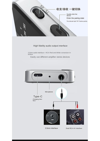 2&#39;de 1 Bluetooth Alıcı Verici Bluetooth V5.2 Rx+Tx 250MAH 3.5mm Tv Bilgisayar Araba Ses Kablosu ile Ses Adaptörü (Yurt Dışından) fiyatları