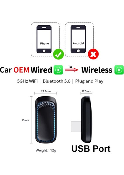 Kablosuz Carplay Adaptörü Akıllı Kutu Fiş ve Oynayın Kablolu Arabalar Için Bluetooth Wifi Alıcı Carplay-Usb (Yurt Dışından) fiyatları
