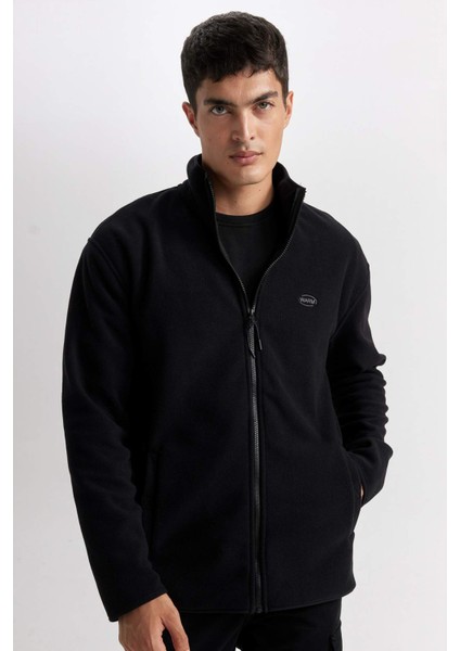 Relax Fit Dik Yaka Polar Fermuarlı Sweatshirt