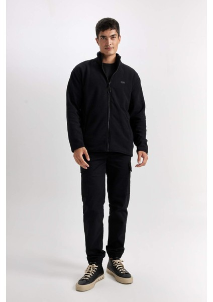 Relax Fit Dik Yaka Polar Fermuarlı Sweatshirt