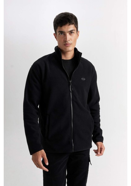 Relax Fit Dik Yaka Polar Fermuarlı Sweatshirt