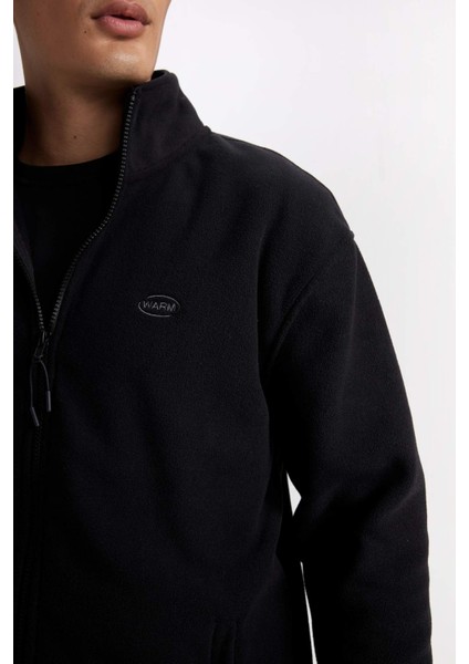 Relax Fit Dik Yaka Polar Fermuarlı Sweatshirt