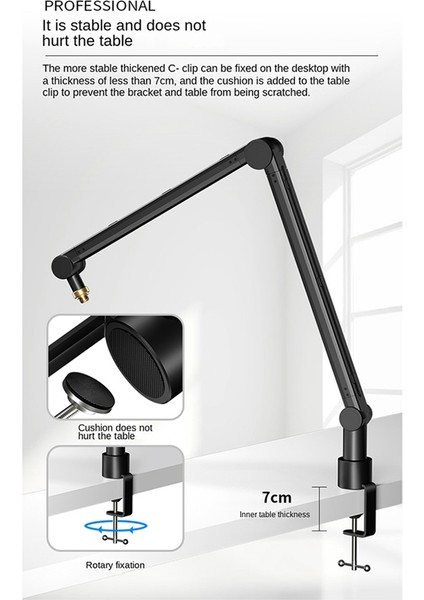 Ayarlanabilir Süspansiyon Bomu Mikrofon Canlı Mikrofon 360 ° Evrensel Masaüstü Braketi (Yurt Dışından) modelleri